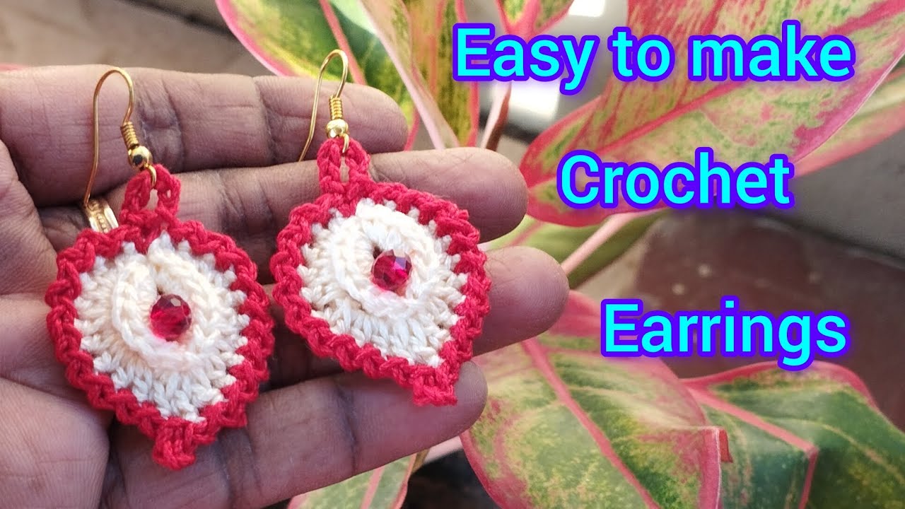 Simple crochet earrings, Easy to make crochet jewelry, Thread jewelry, Beginners crochet earrings, 