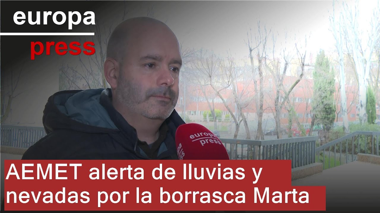 AEMET prevé lluvias abundantes, viento intenso y nevadas este sábado por la borrasca Marta