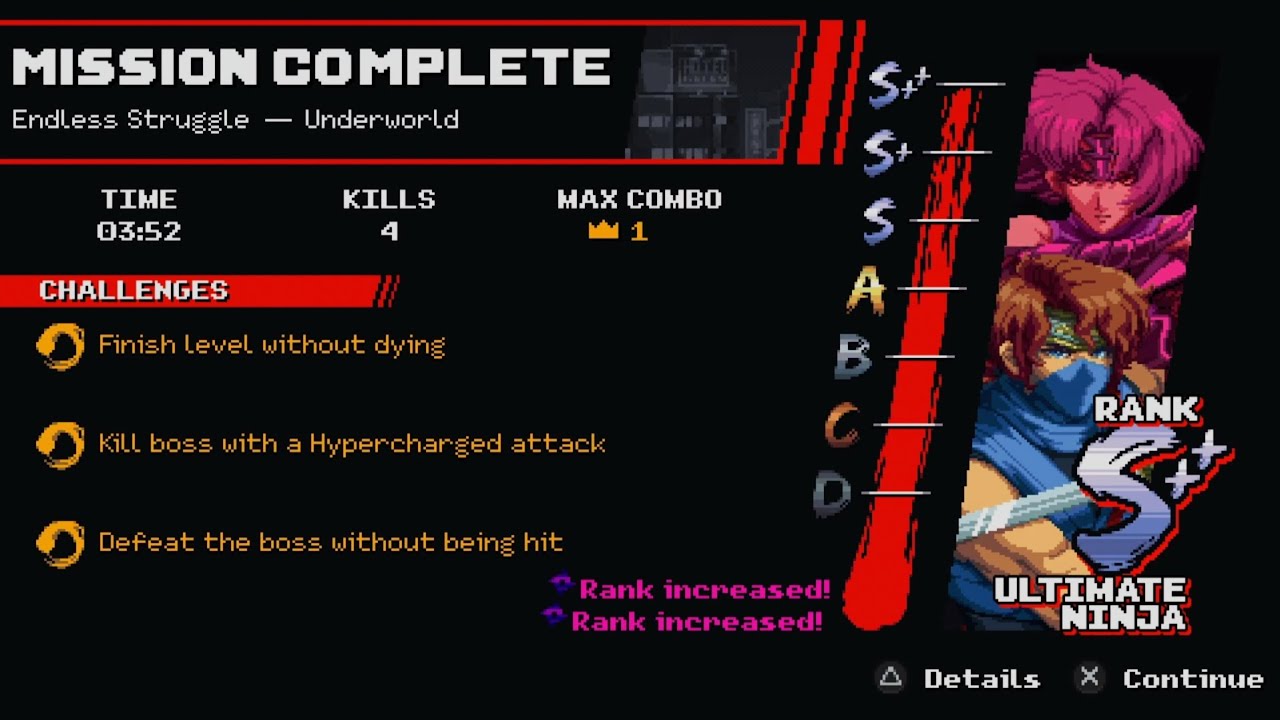 Ninja Gaiden Ragebound - Stage 5-1 Endless Struggle S++ Hard Mode (03:52) (09-02-25)