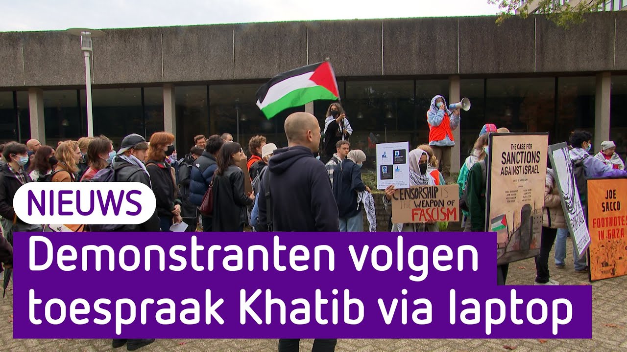Palestijnse activist Mohammed Khatib spreekt studenten toe