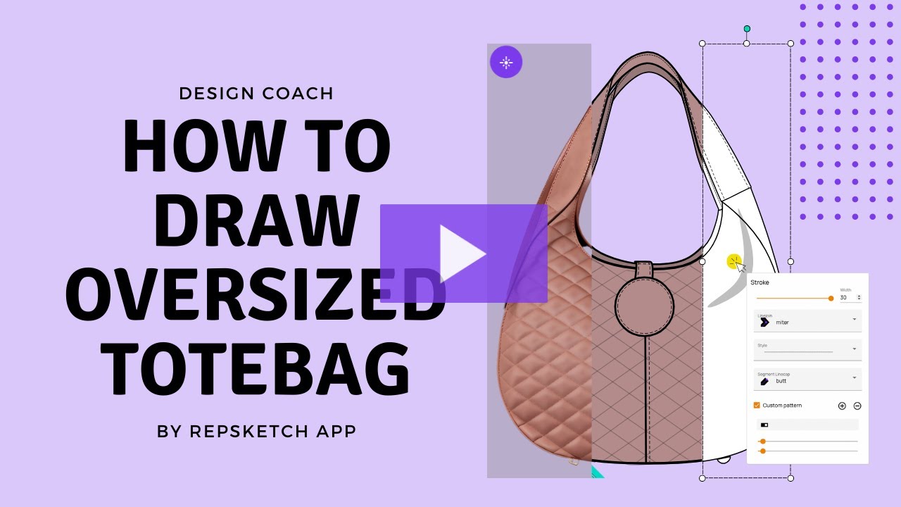 How to draw an oversized tote bag sketch