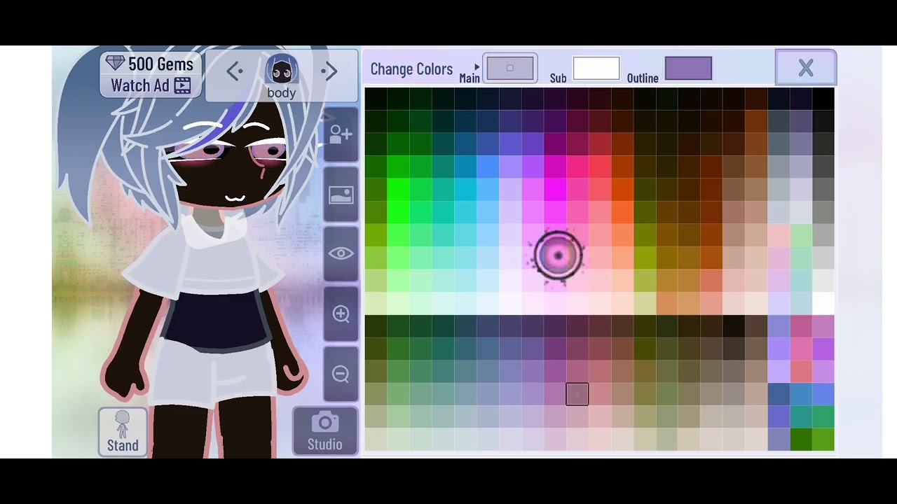 Creating a Gacha Club character with an inverted color filter!