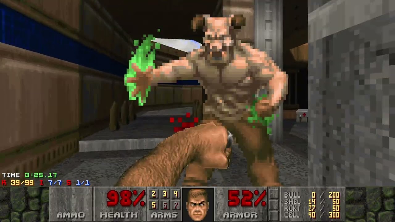 Doom 2 - Escape from the Blueberry Planet (Map 3: Run the Gantlet): UV-Max (WAD Author: finnks13)
