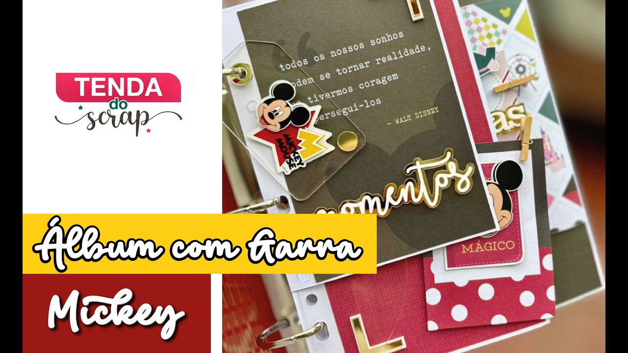 Como criar um álbum para registrar uma viagem ou aniversário com temática Disney & Mickey Mouse.