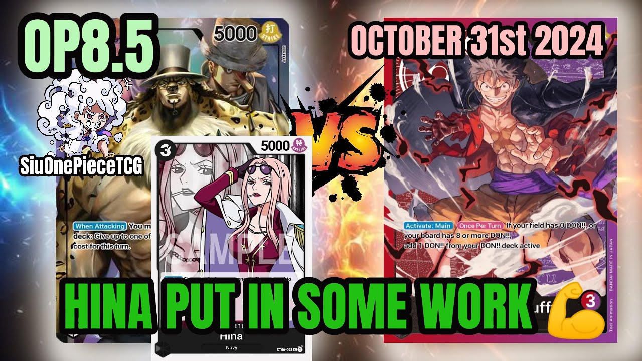 HINA PUT IN SOME WORK 💪💪 | OP8.5 ⚫ Rob Lucci VS. 🔴🟣 RP Luffy One Piece Trading Card Game TCG POV