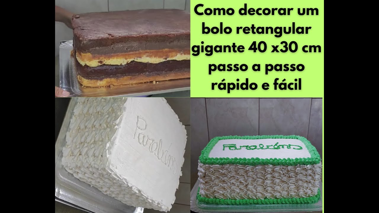 Como Decorar um Bolo Retangular 40x30 cm com técnica simples e fácil #bologrande #decorandobolo