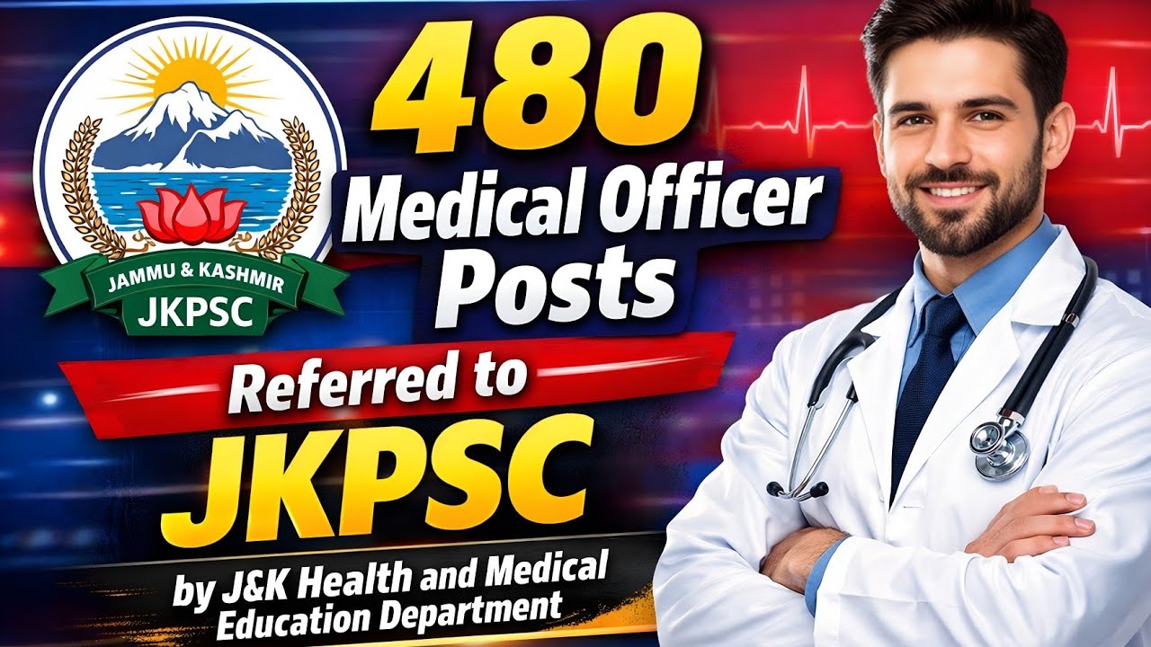 J&K Health & Medical Jobs 2025 | JKPSC Medical Officer Recruitment Posts | 480 Posts Reffered ? 