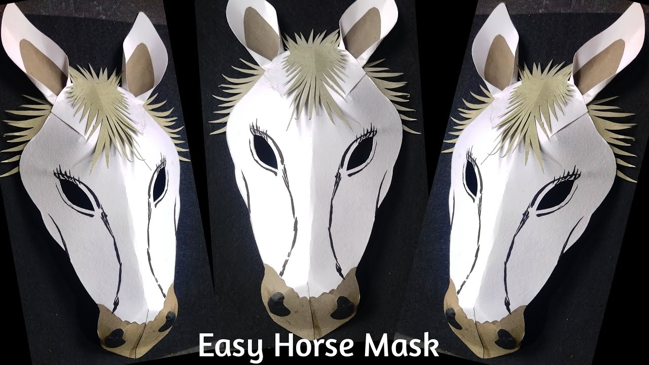 Horse Mask Paper Craft. Horse Costume For Kids. Horse Face Mask Craft. 
