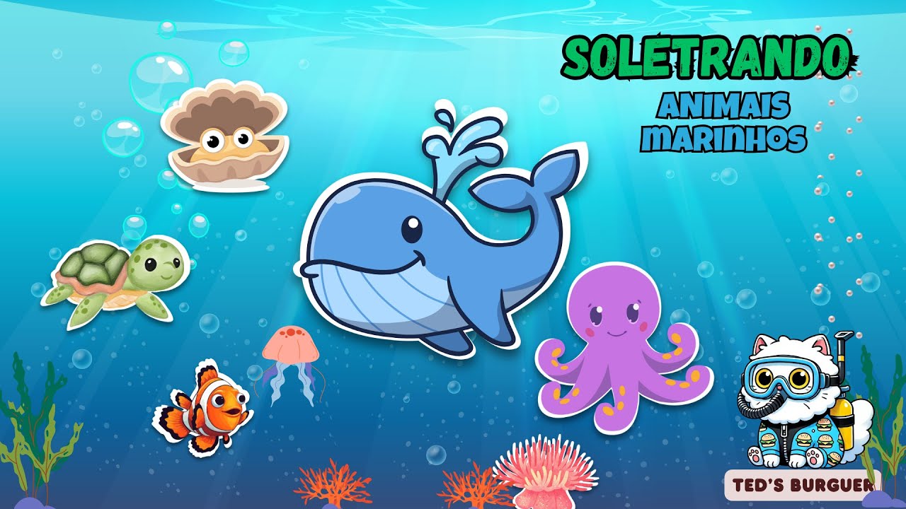 Soletrando Nomes dos Animais! Descubra os Animais Marinhos 🐟🐙🐢