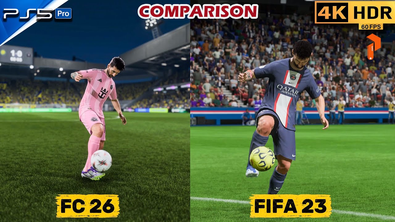 FC 26 vs FIFA 23 Side-by-Side Gameplay Comparison (PS5 HDR) - Evolution of Football #fc26 #ps5 #4k