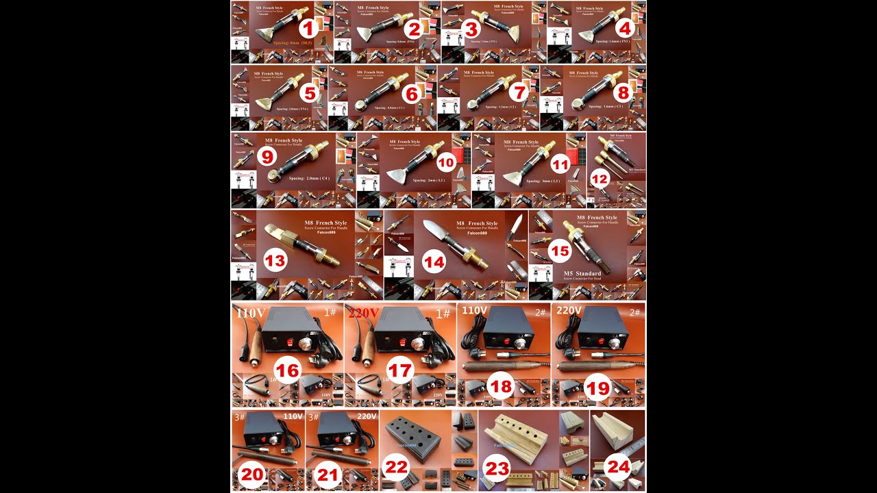 24kinds Leather Crafts Electric Creasing Edging Machine Solder Iron Tip Creaser Edger Tool