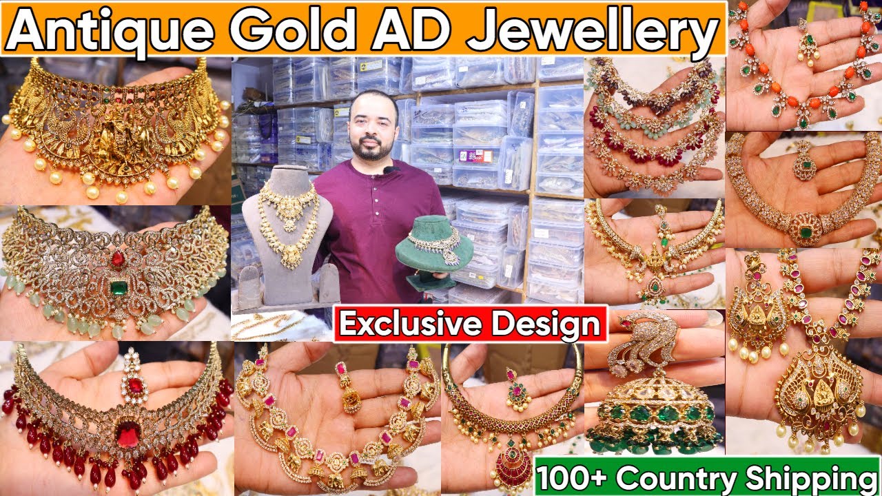 Latest Designer Premium Antique Gold AD Jewellery Collection 2025 | South Indian Bridal Jewellery