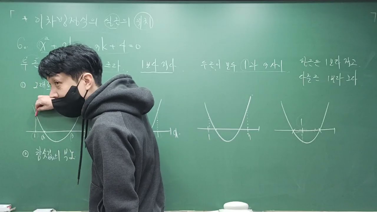 《공통수학1 개념루트》[이차방정식의 실근의 위치] 예제 6번 (p. 292~293)