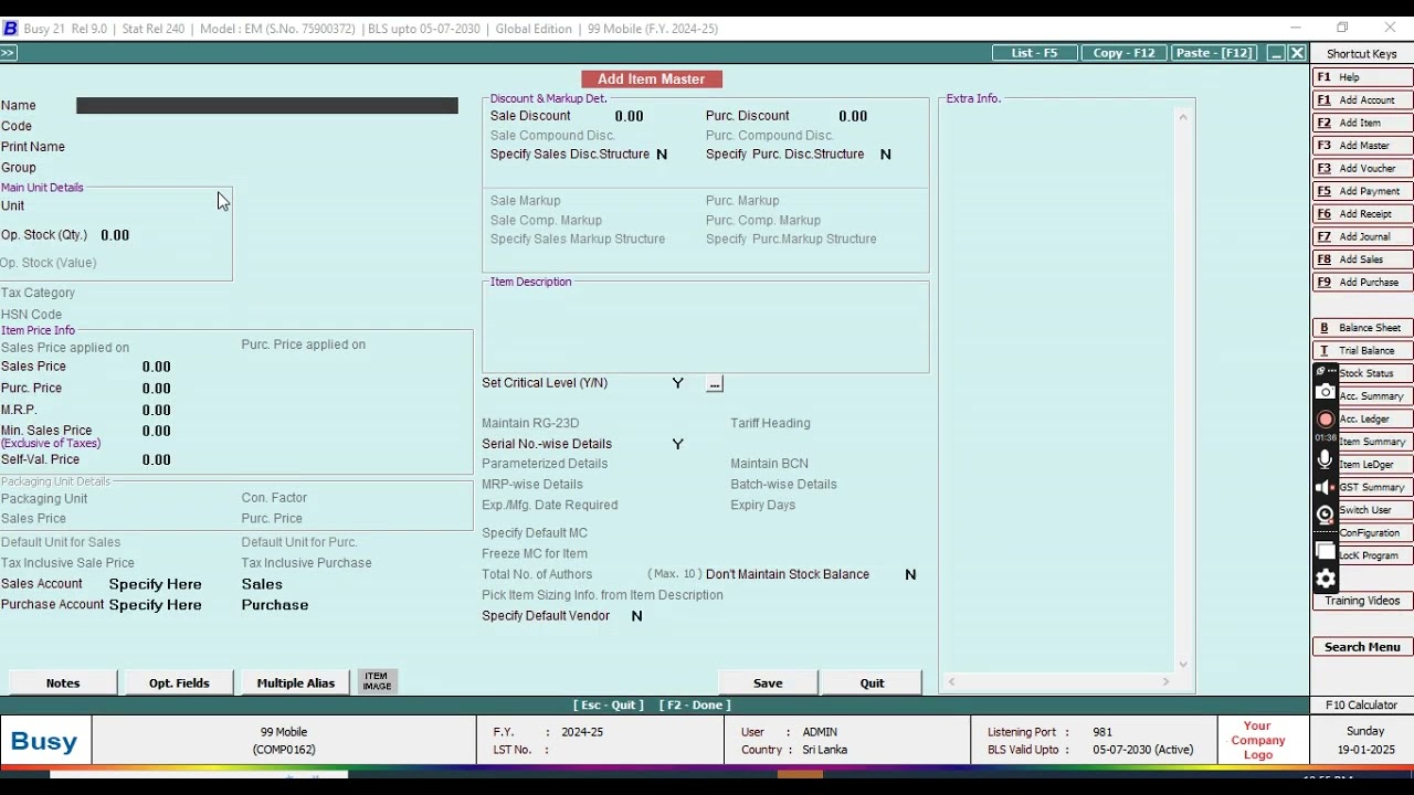 HOW TO ITEM IN BUSY ACCOUNTING SOFTWARE- SINHALA