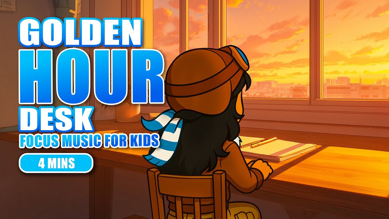Golden Hour Desk | 4 Minute Calm Music for Kids | Ava's Mindful Space