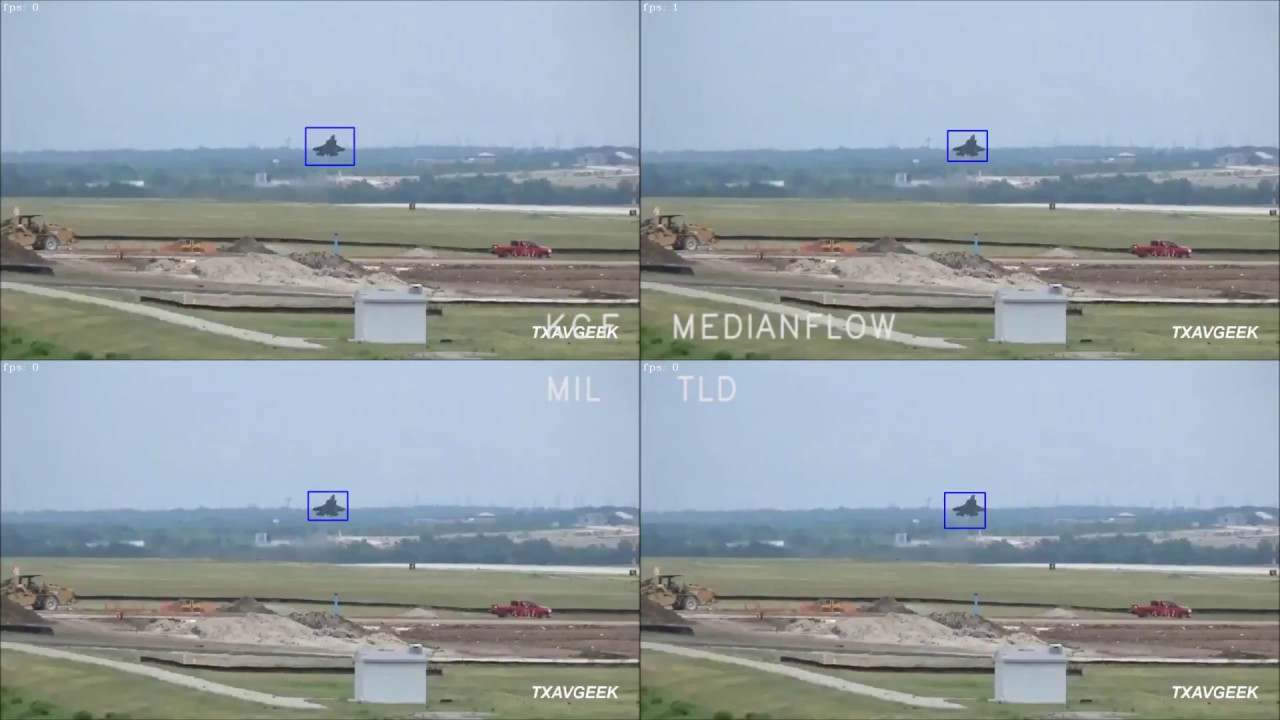 Test of 4 tracking algorithms from OpenCV / test06 / F-35 airshow