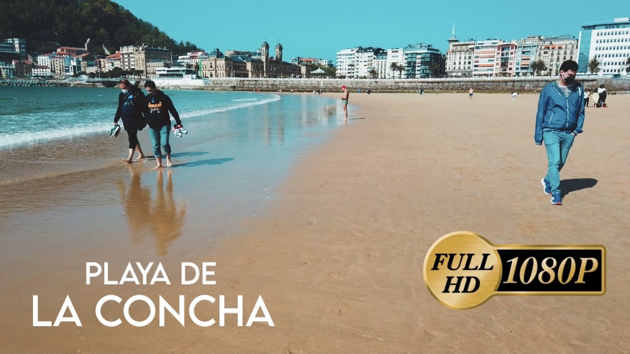 Playa de La Concha-San Sebastian | Relaxing Virtual Walking Tour | Basque Country | Spain