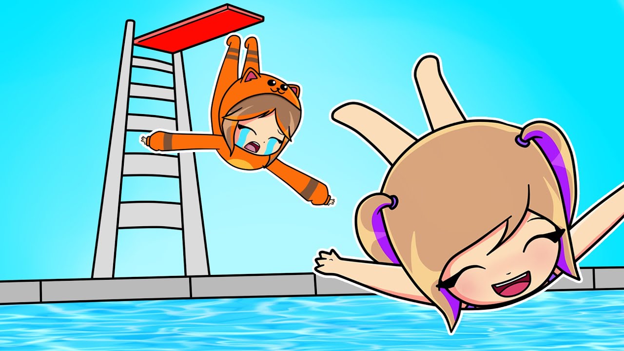 SALTAMOS a la PISCINA desde el TRAMPOLÍN MÁS ALTO en Roblox con Mandarina