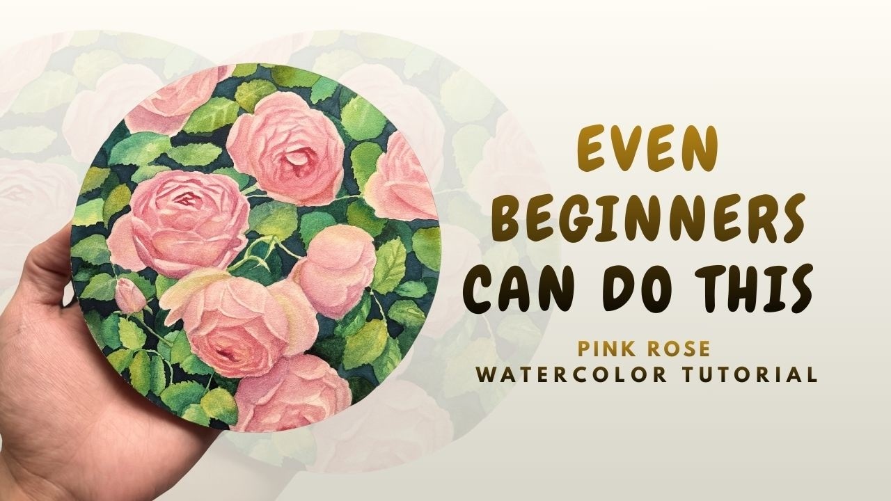 How to Paint a Stunning Pink Rose in Watercolor — Round Pad Edition