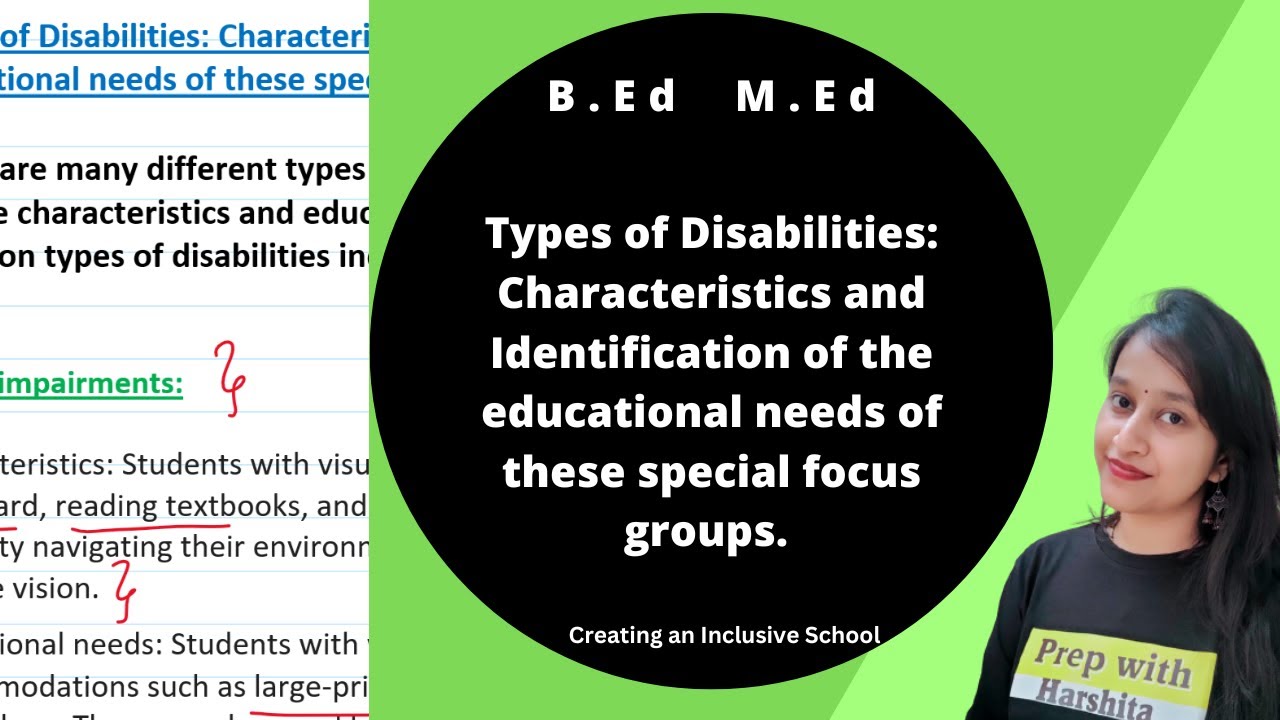 Types of Disabilities: Characteristics and Identification of the educational needs