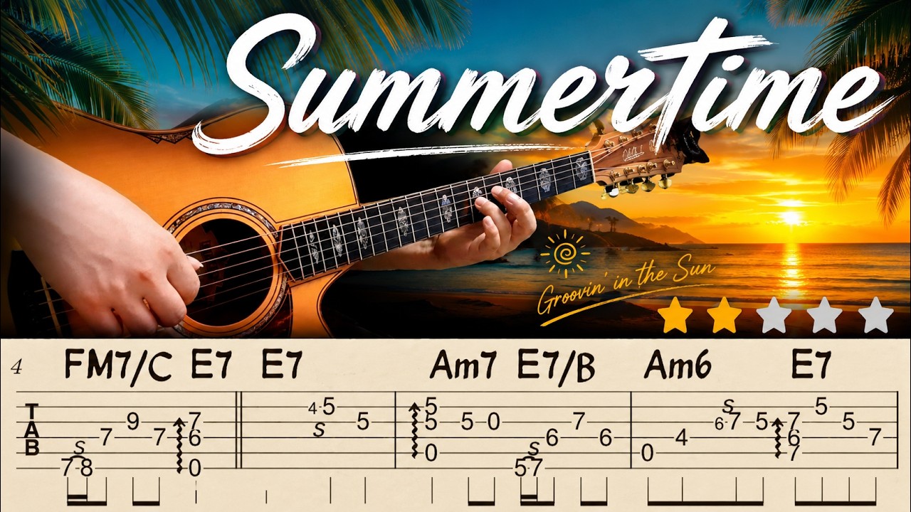 🔴SUMMERTIMEㅣJazz Fingerstyle Guitar TutorialㅣBeautiful Acoustic CoverㅣJazz Chord MelodyㅣSimple Tabs