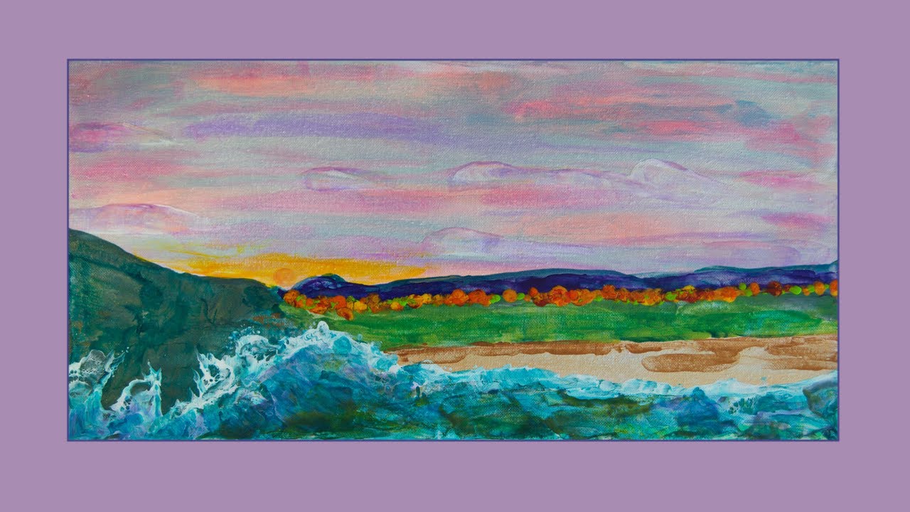 #10,186 Autumn Seascape, Without Brushes, Fluid Acrylics Painting 10.18.2025 Spontaneous art