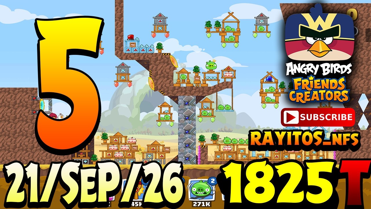 Angry Birds Friends Level 5 Tournament 1825 Highscore POWER-UP walkthrough 3 stars