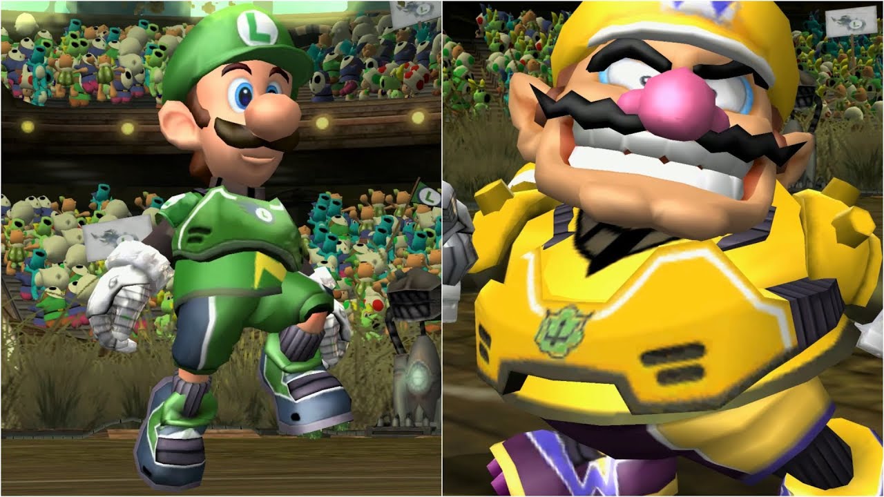 Mario Strikers Charged &mdash; Luigi vs Wario &mdash; геймплей Wii (4K60fps)