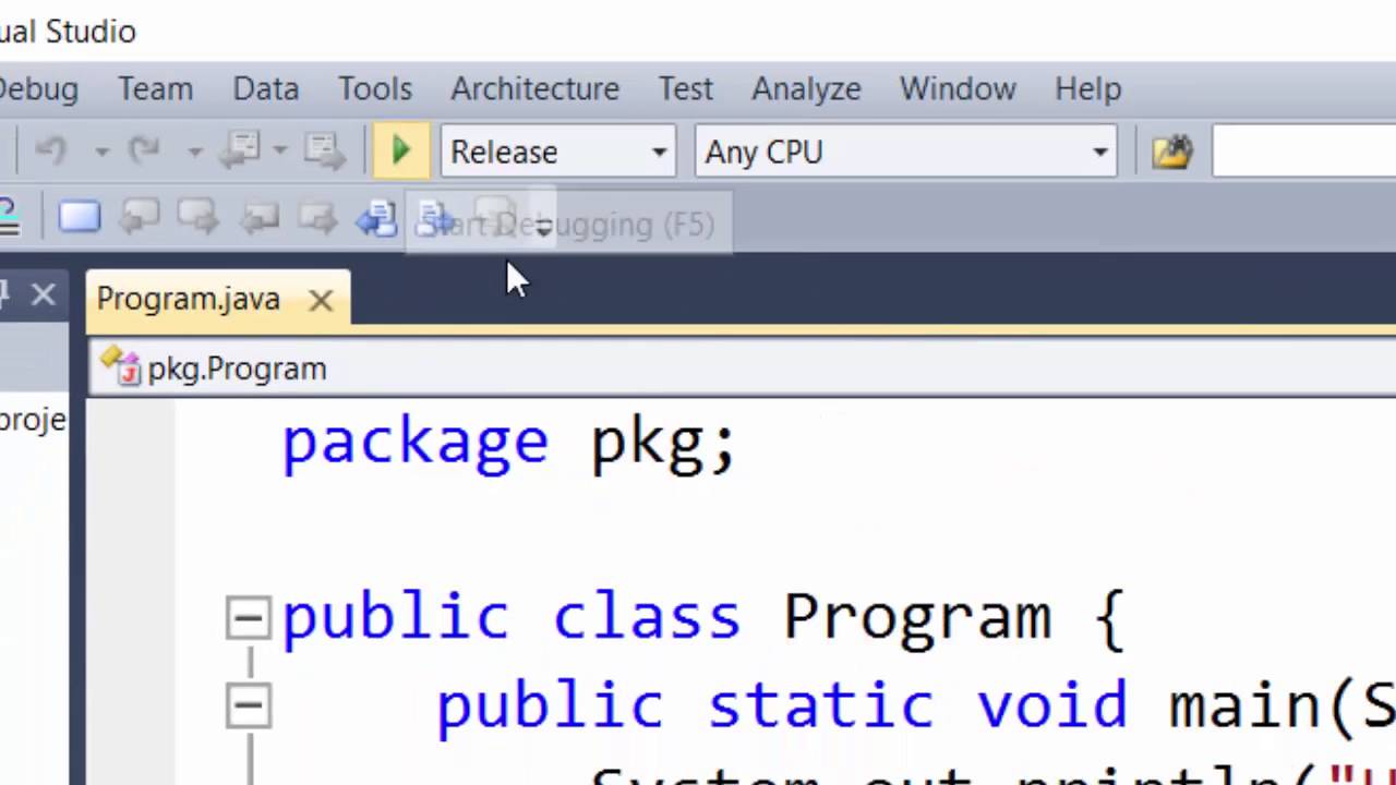 How to: Java in Visual Studio 2010 +