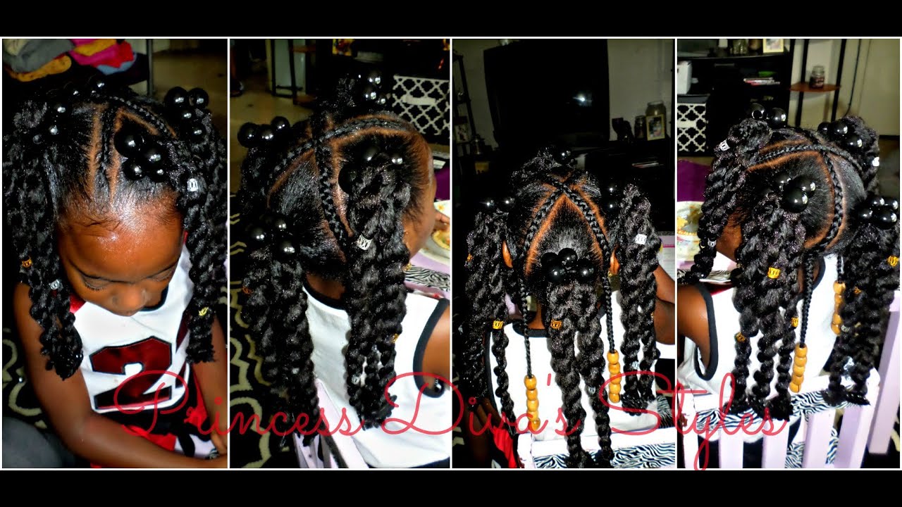 Little Girls Ponytails Style Using Cuban Twist Hair & OOTD