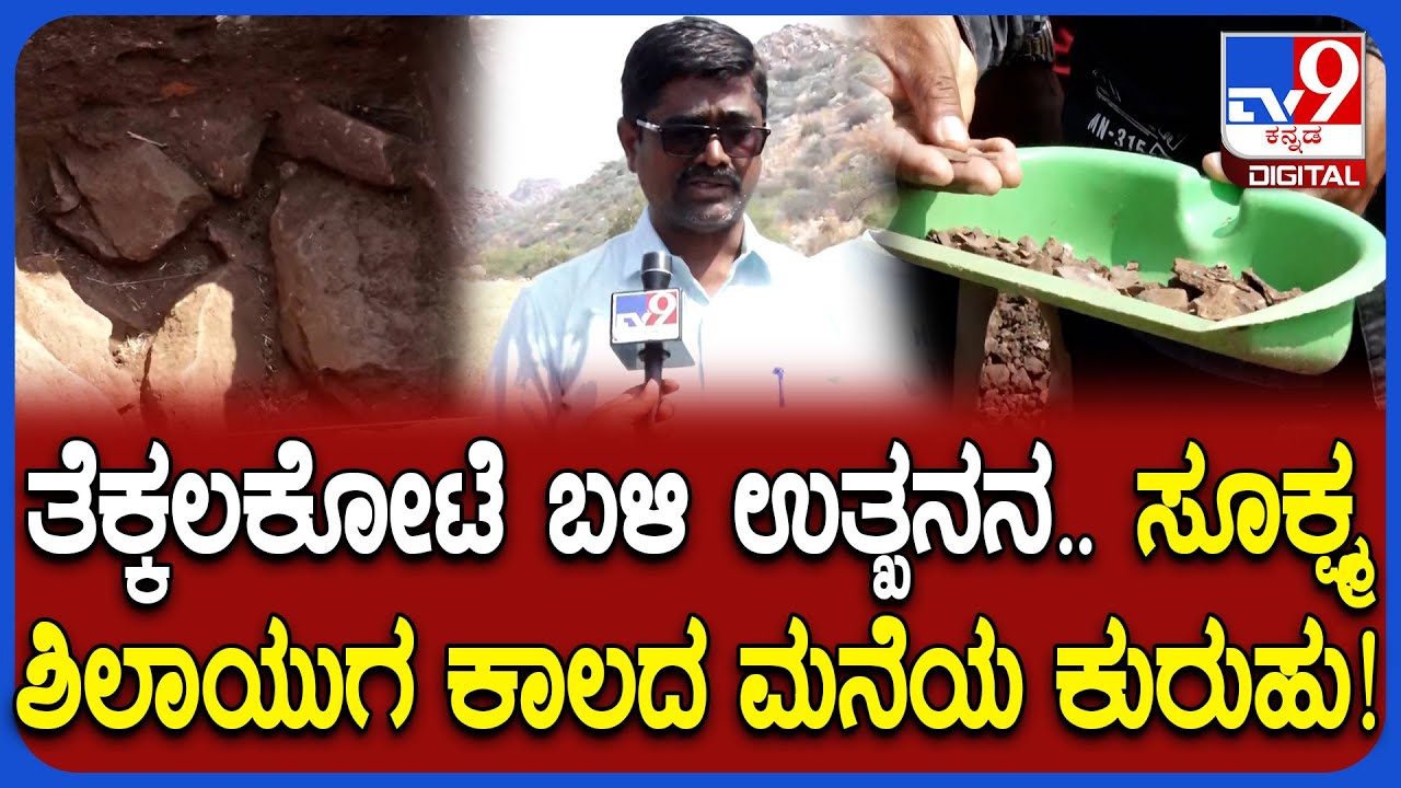 Tekkalakote Excavation: ಉತ್ಖನನ ವೇಳೆ ಸೂಕ್ಷ್ಮ ಶಿಲಾಯುಗ ಕಾಲದ ಕಲ್ಲಿನ ಗೋಡೆ, ಹರಿತವಾದ ಆಯುಧಗಳ ಕುರುಹು| #TV9D