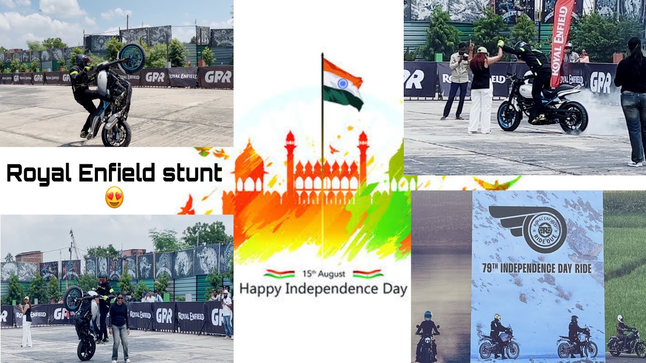 🤩Stunt show on 🇮🇳Independence day ride/Royal Enfield p itne saare stunts😲@royalenfield 