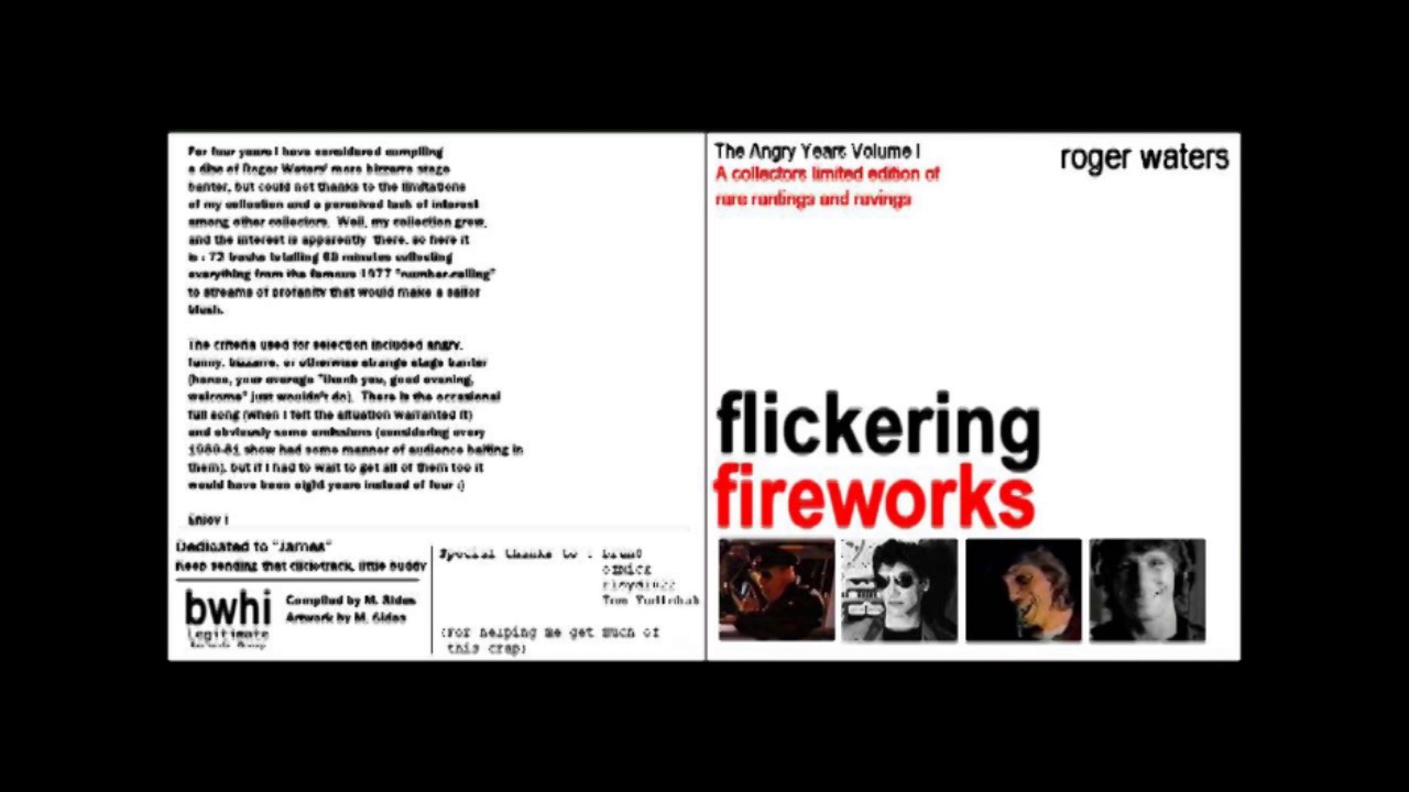 Roger Waters -  Flickering Fireworks: The Angry Years - Volume 1  1970 - 2000