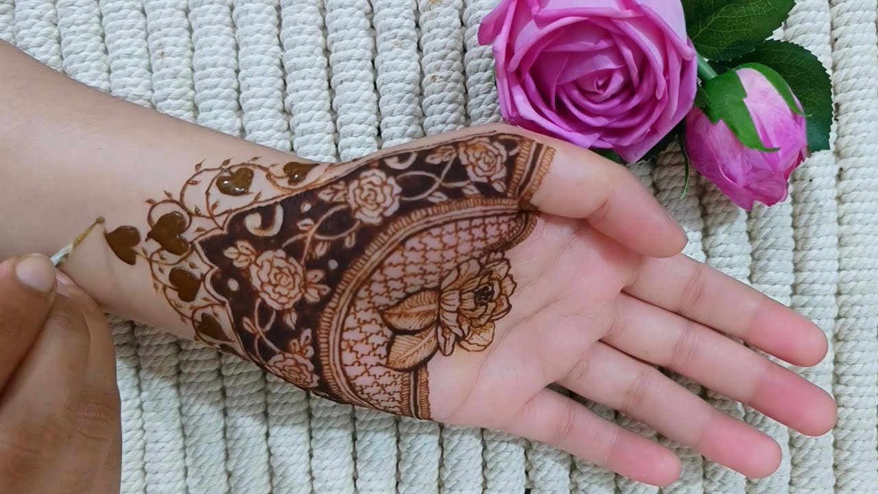 Beautiful Festive Rose Mandala Mehndi Design for Palm | Step by Step Tutorial