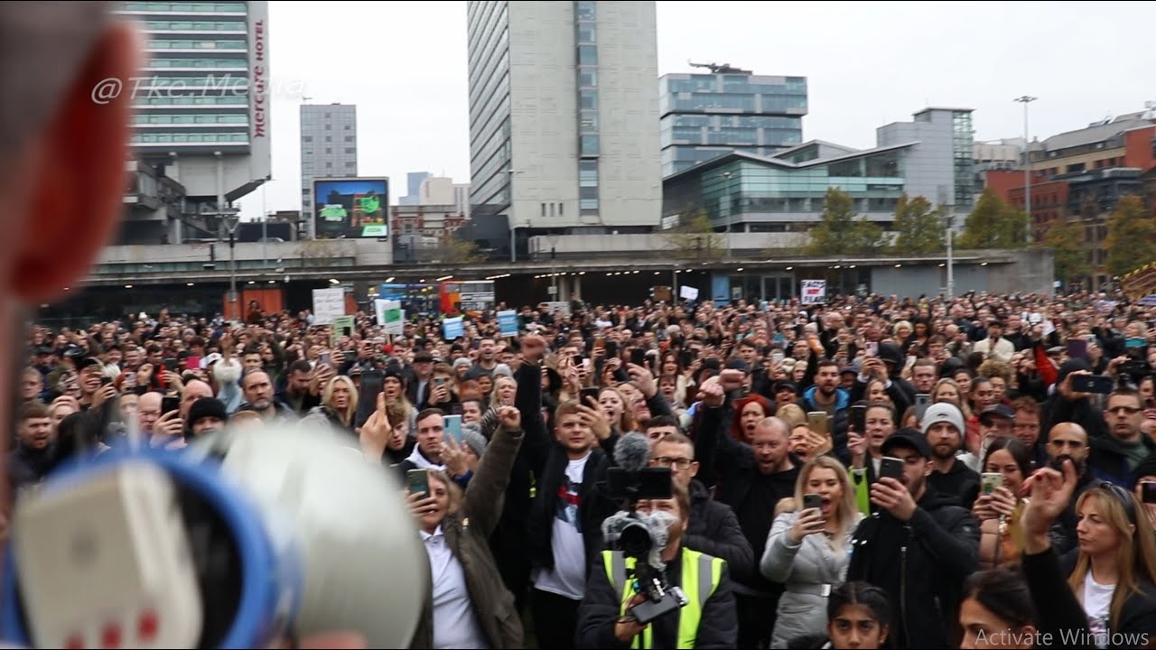Mass Anti Lockdown Protest In Manchester, Uk