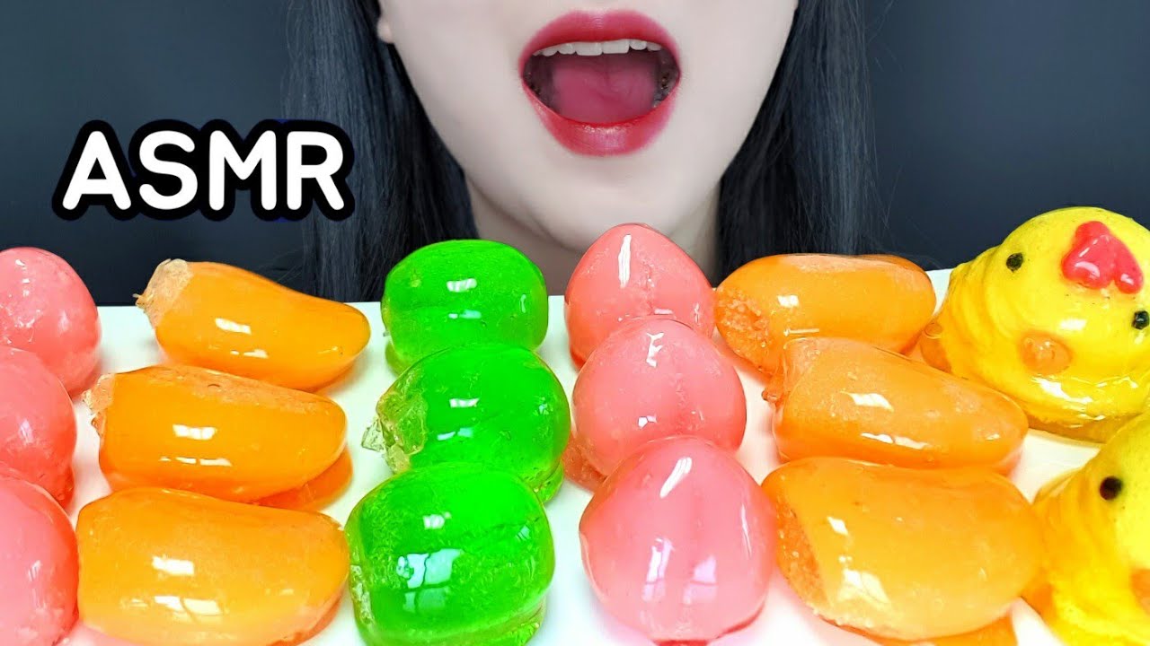 ASMR 망고*복숭아*샤인머스켓 탕후루! 젤리,mango,peach,shine muscat jelly TANGHULU,フルーツゼリーキャンディー.