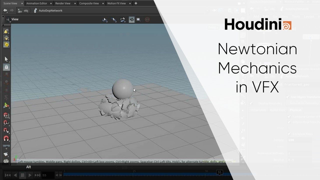 Dynamic simulations & Newtonian Mechanics (Newton's 1st & 2nd Law) - Houdini 18