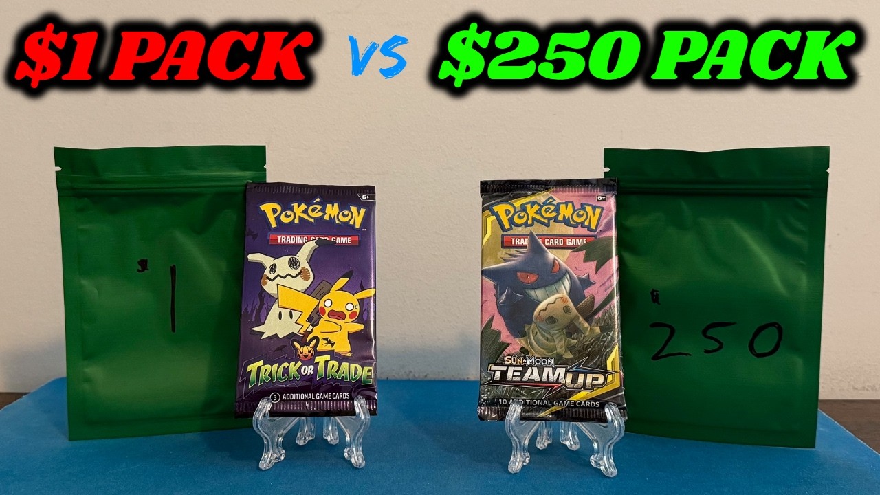 Бустер-пак Pokemon за 250 долларов против бустер-пака Pokemon за 1 доллар!! (Открытие карточек Po...