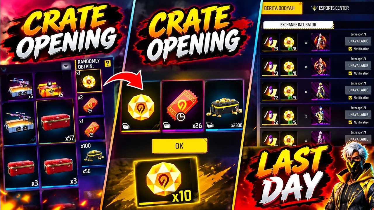 FF Indonesia Server 🔥 Incubator LAST DAY! Opening 50+ Crates 😱 | New Event Today