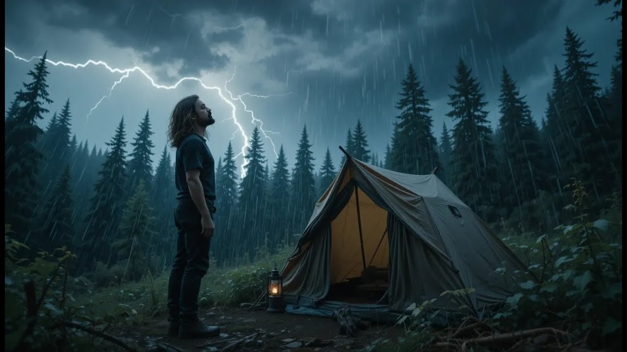 КЕМПИНГ ПОШЕЛ НЕ ТАК: НЕПРЕРЫВНЫЙ СИЛЬНЫЙ ДОЖДЬ И ГРОЗА! 🌩🌧 ОДИНОЧНЫЙ КЕМПИНГ ПОД СИЛЬНЫМ ДОЖДЕМ