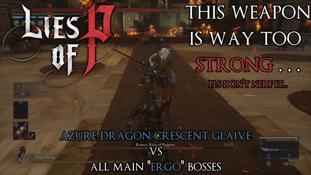 My New Favorite Weapon in Lies of P! Azure Dragon Crescent Glaive vs All Ergo Bosses on Max NG+.