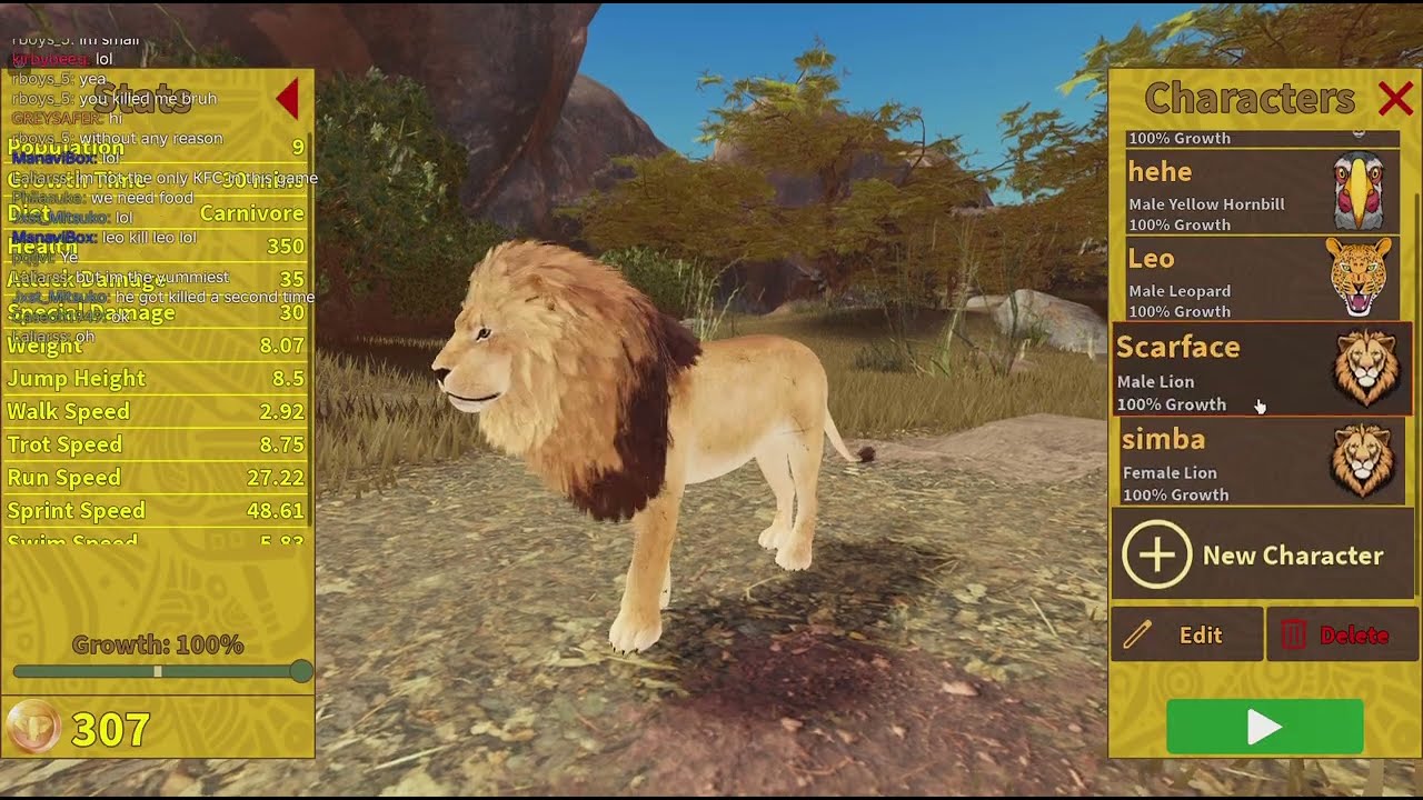 Playing savannah life as a lion