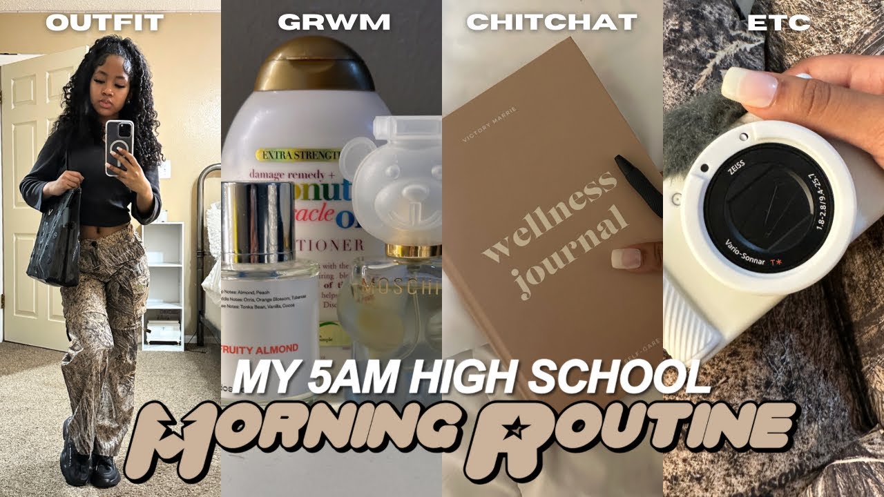 MY REALISTIC 5AM HIGH SCHOOL MORNING ROUTINE | outfit, chit chats, skincare, makeup