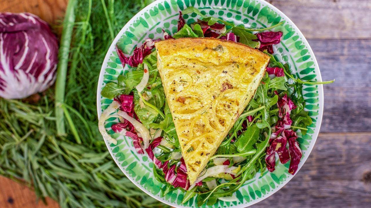 How To Make Carbonara Frittata with Ricotta and Mixed Lettuce Salad with Fennel by Rachael