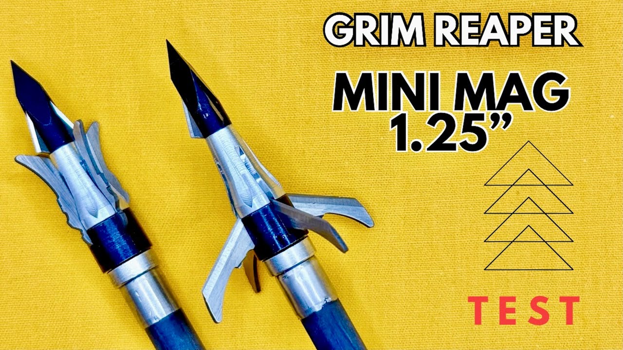 Мини-наконечник GRIM REAPER 1,25 дюйма, 100 г, тест на ширину стрелы.