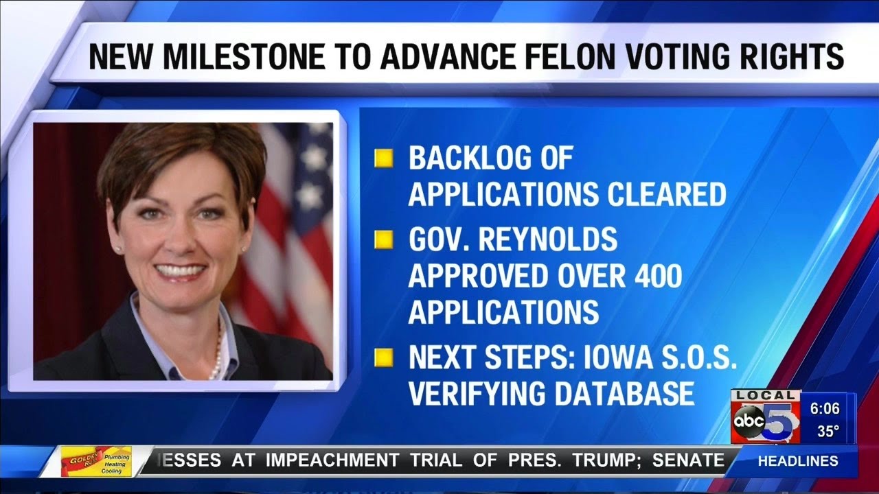Backlog of Iowa felon voting rights cleared