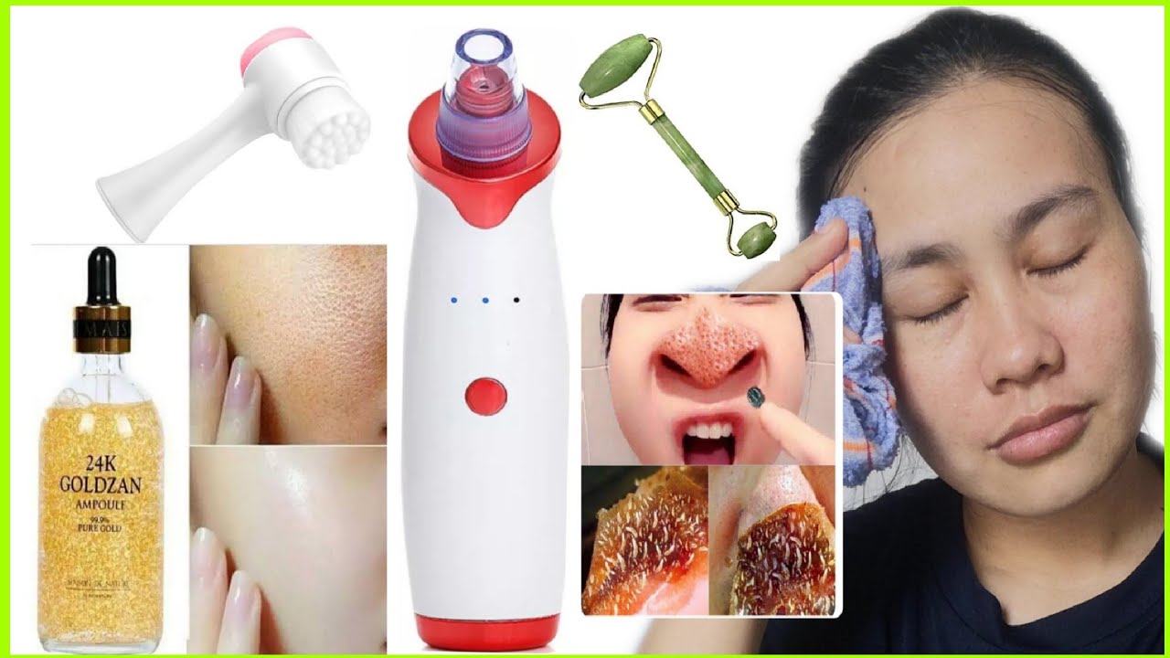 VIRAL BLACKHEADS REMOVER OR PORE VACUUM + 24K GOLD SERUM SKIN CARE SET | DEMO #skincare #porevacuum