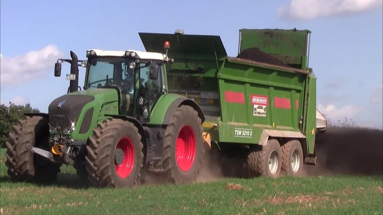 Fendt 927 mit Bergmann TSW 5210 S am Kompost streuen [HD]