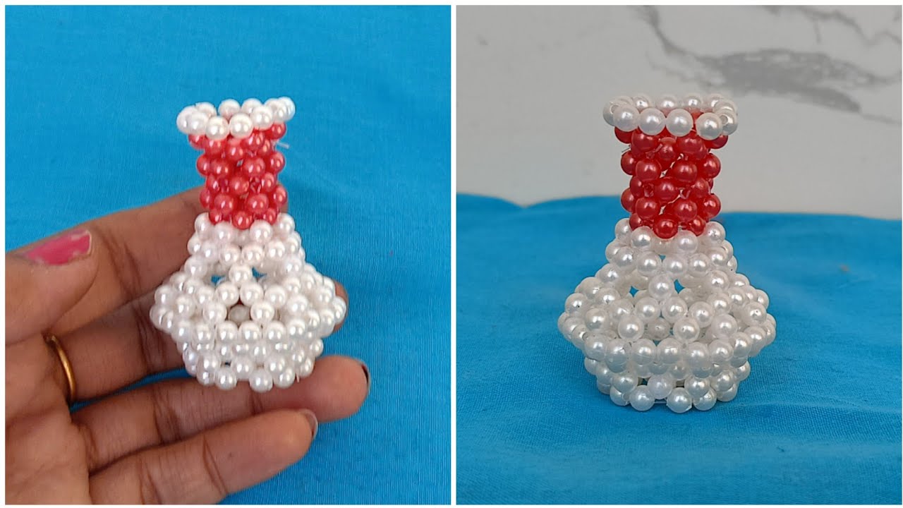 How to make Beaded Flower Pot | DIY Beautiful Flower Vase making with beads | Beads Guldasta Design