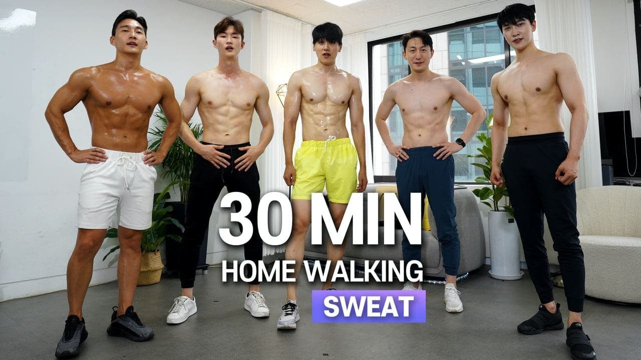 [EN] 웃다가 식스팩 생기는 30분 땀범벅💦 걷기홈트 (feat. 몸짱 개그맨 류근지) l 30min Fullbody Fat-burning Home Walking (SWEAT💦)